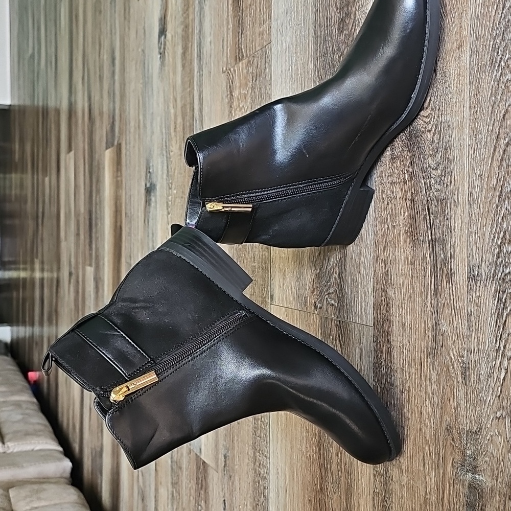 Tommy Hilfiger Black Ankle Boots with Gold Zipper